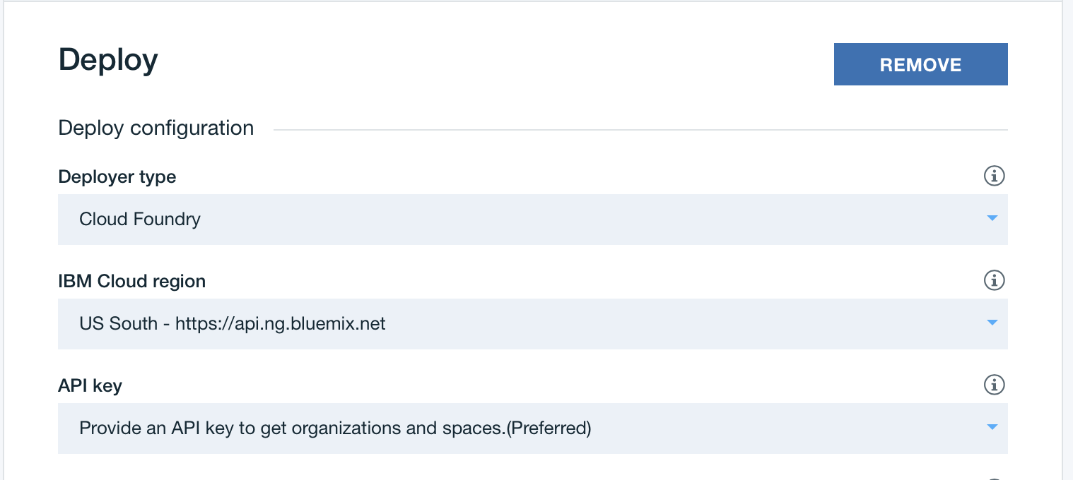 Конфигурация IBM Cloud Deploy