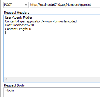 Пользователь-агент: Fiddler Тип контента: application / x-www-form-urlencoded Хост: localhost: 6740 Длина контента: 6