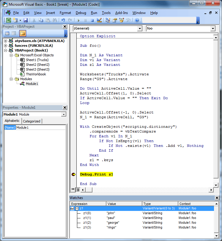 Скриншот Excel, показывающий код вопроса, работающего без ошибок