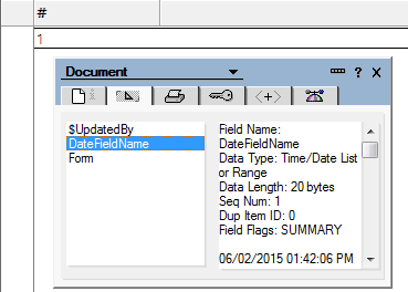 первый снимок нового документа с многозначным полем DateTime