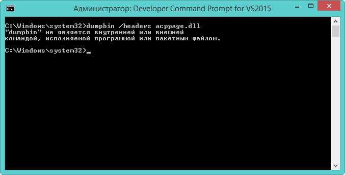 1. Экран с проблемой (командная строка разработчика