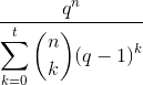 Гидроразрыва {д ^ п} {\ displaystyle \ sum_ {к = 0} ^ т \ БИНОМ {п} {K} (Q-1) ^ к