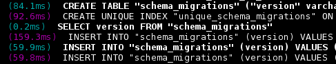 цветной вывод команды multitail -cT ansi log / development.log