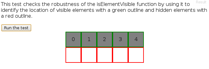 Пройденный тест, используя isElementVisible