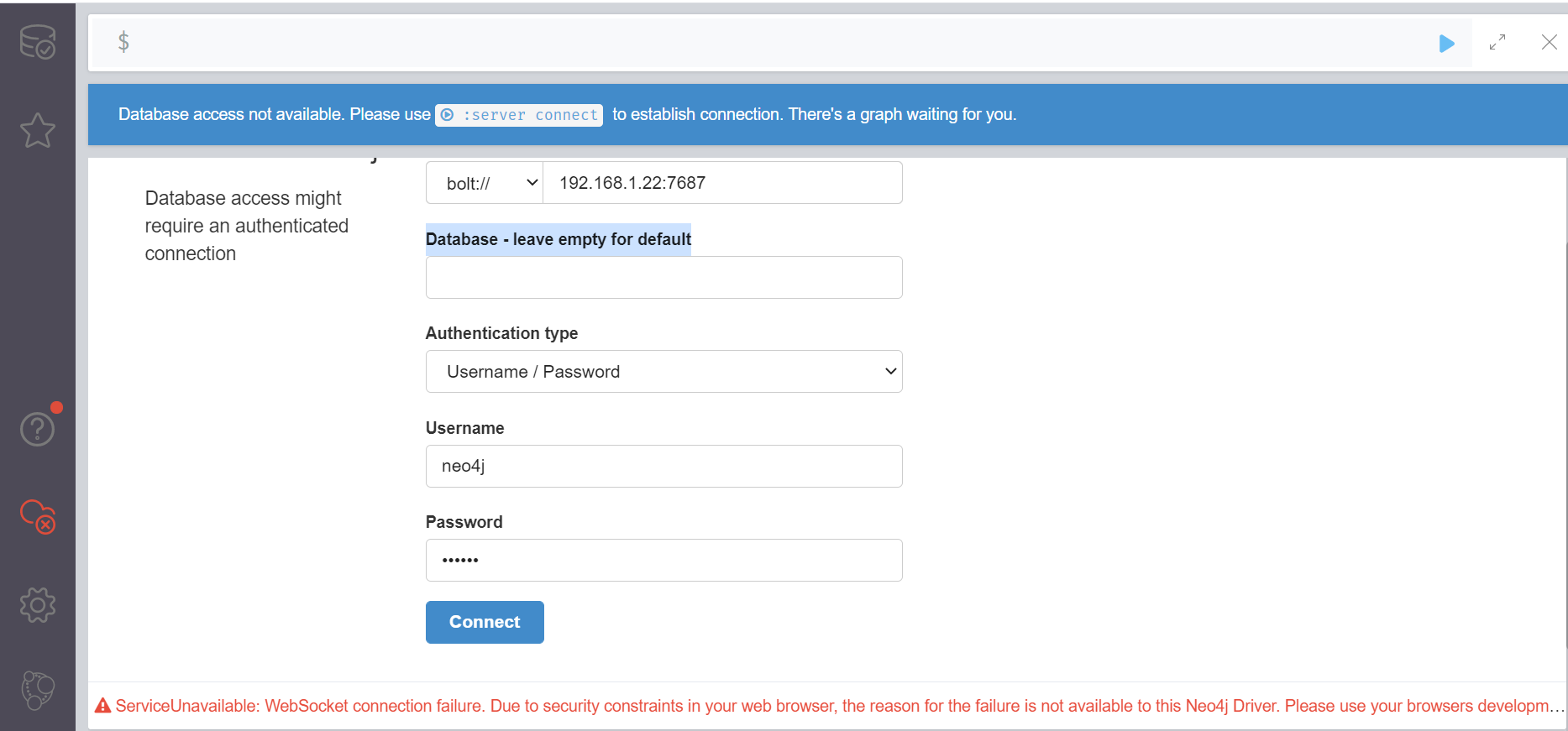 Unavailable database. Unavailable database